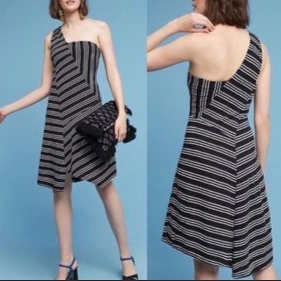 Anthropologie, Maeve - Striped One Shoulder Dress - XS - Picture 2 of 8